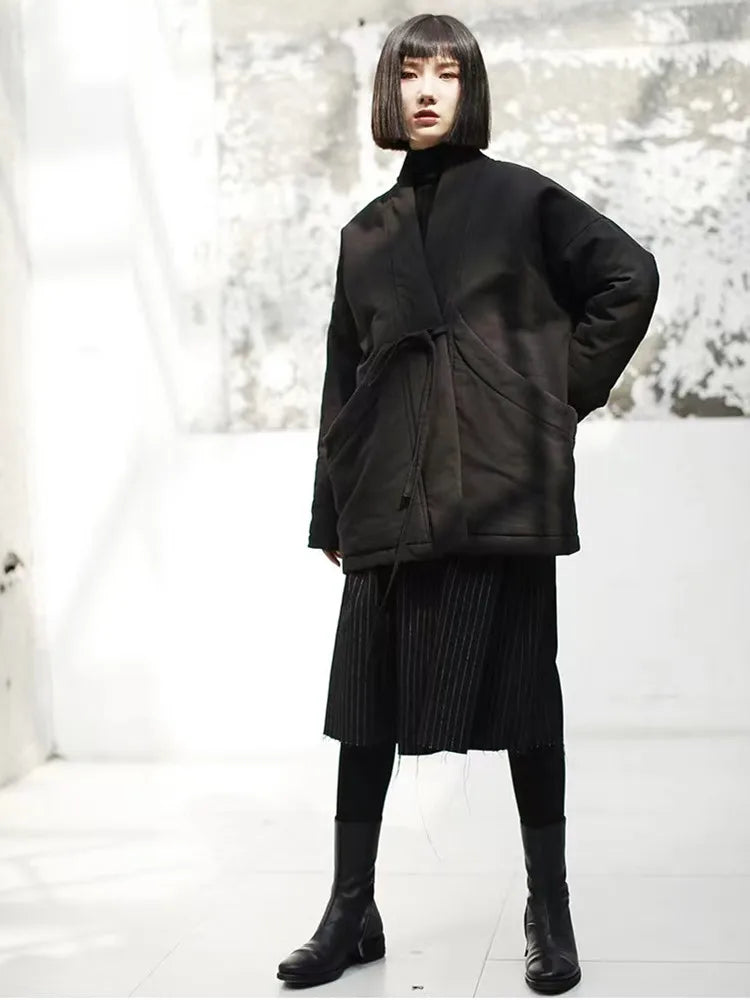 Manteau Kimono Vintage Épais Noir