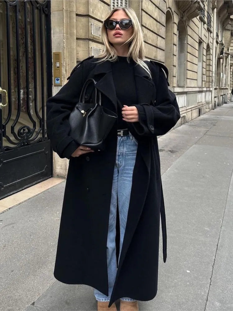 Manteau Long Noir Femme Hiver Stylé