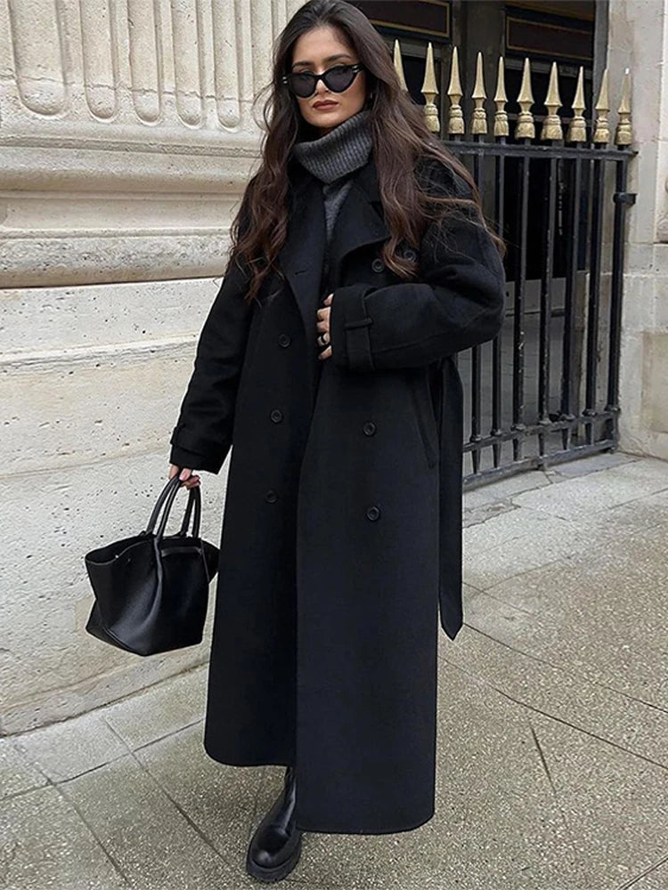 Manteau Long Noir Femme Hiver tendance