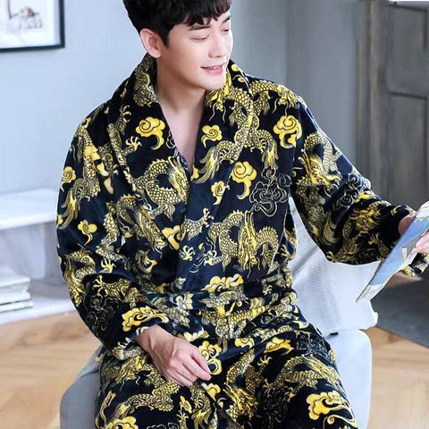 Peignoir Kimono Homme Dragon Soyeux