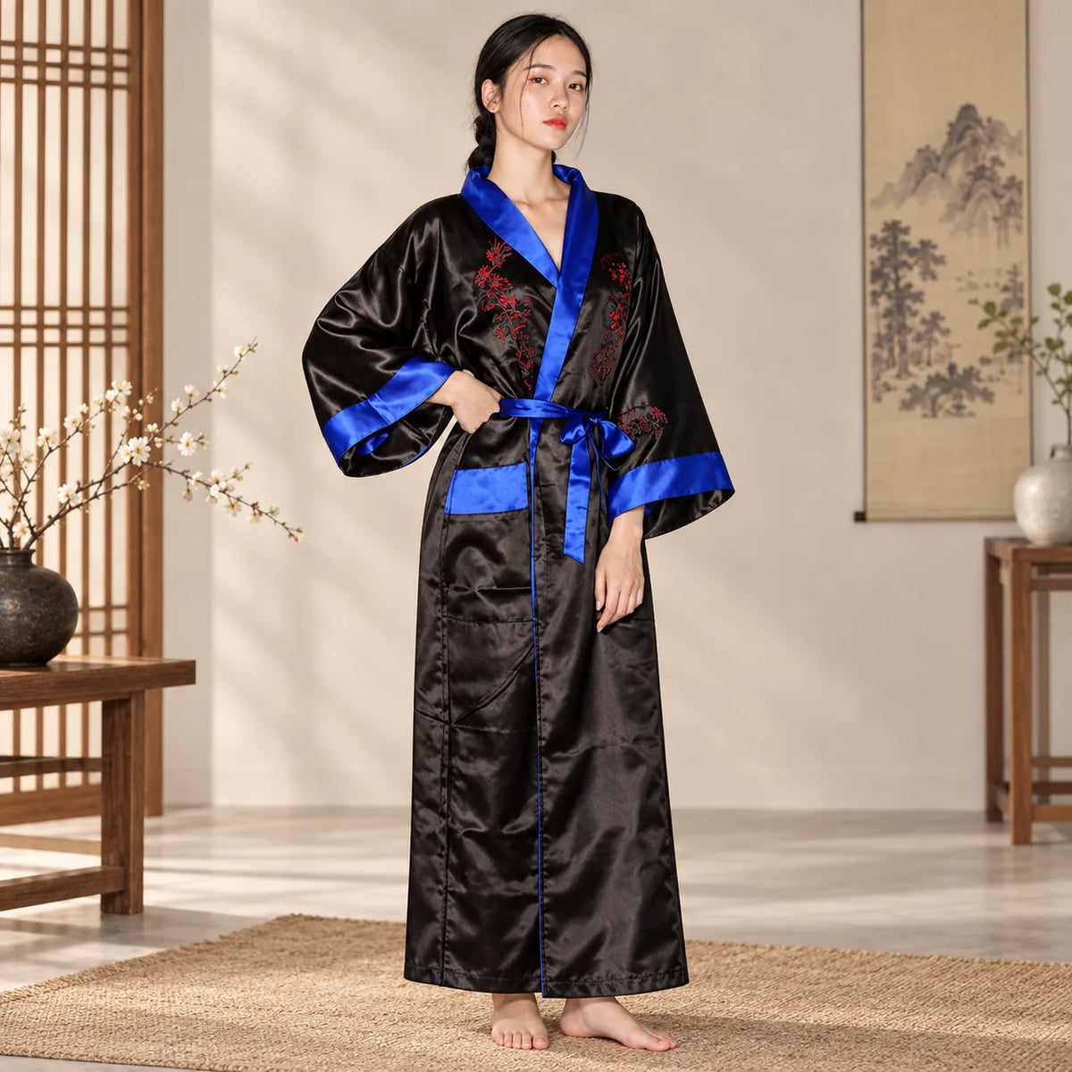 Peignoir Femme Chinois Noir