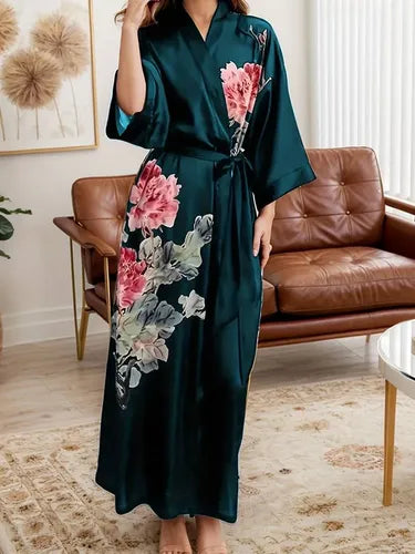 Peignoir Japonais Satin Type Soie Femme Design