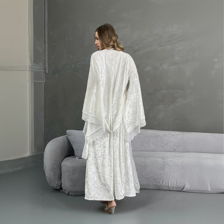 Peignoir Kimono Blanc Velouté Dos