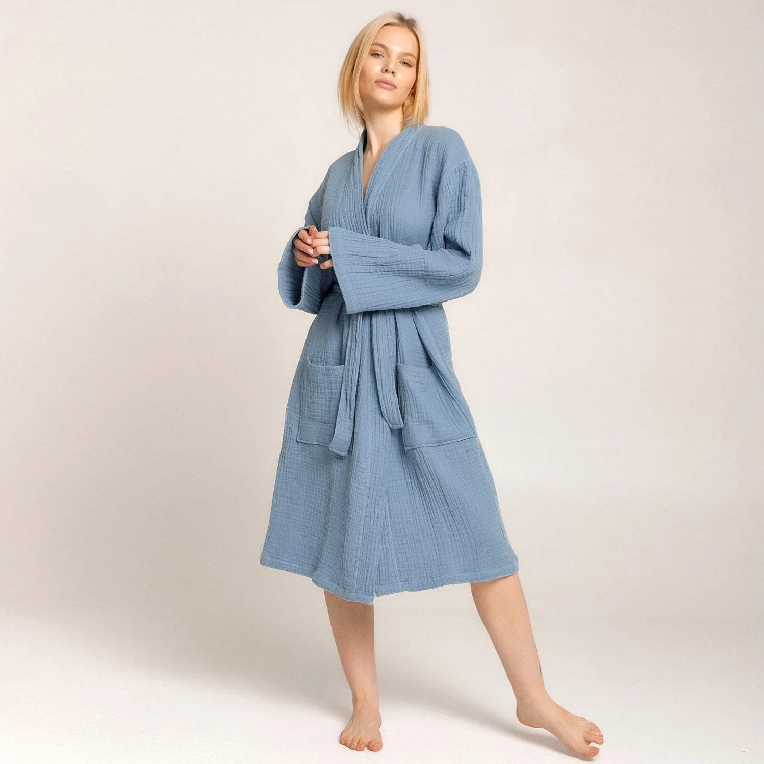 Peignoir Kimono Bleu Confortable