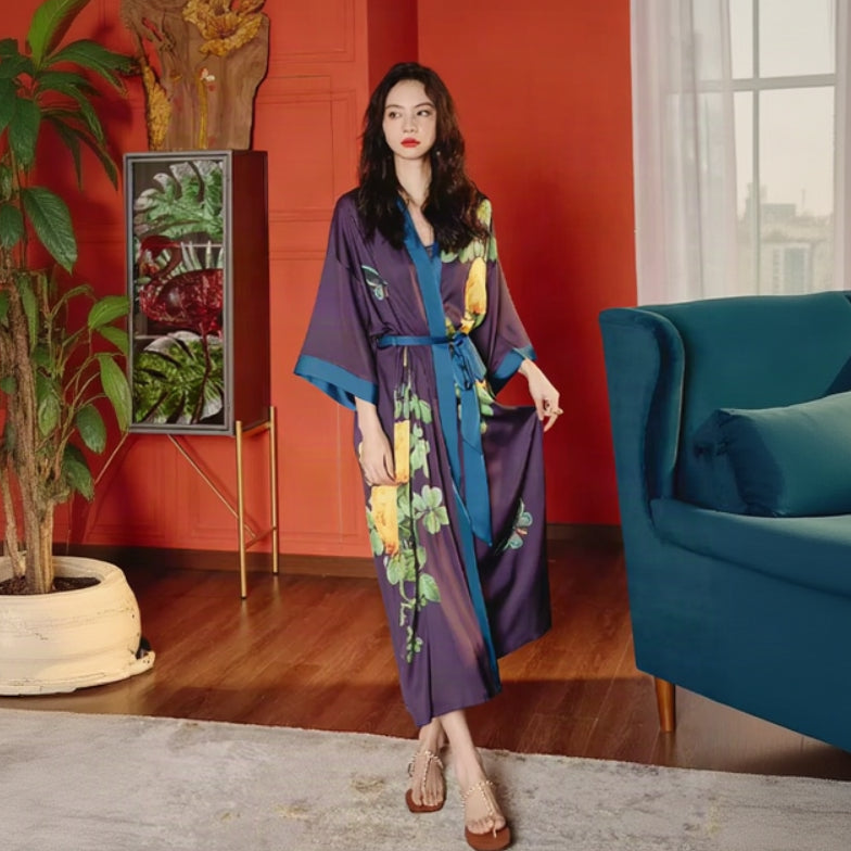 Peignoir Kimono Femme Violet Design