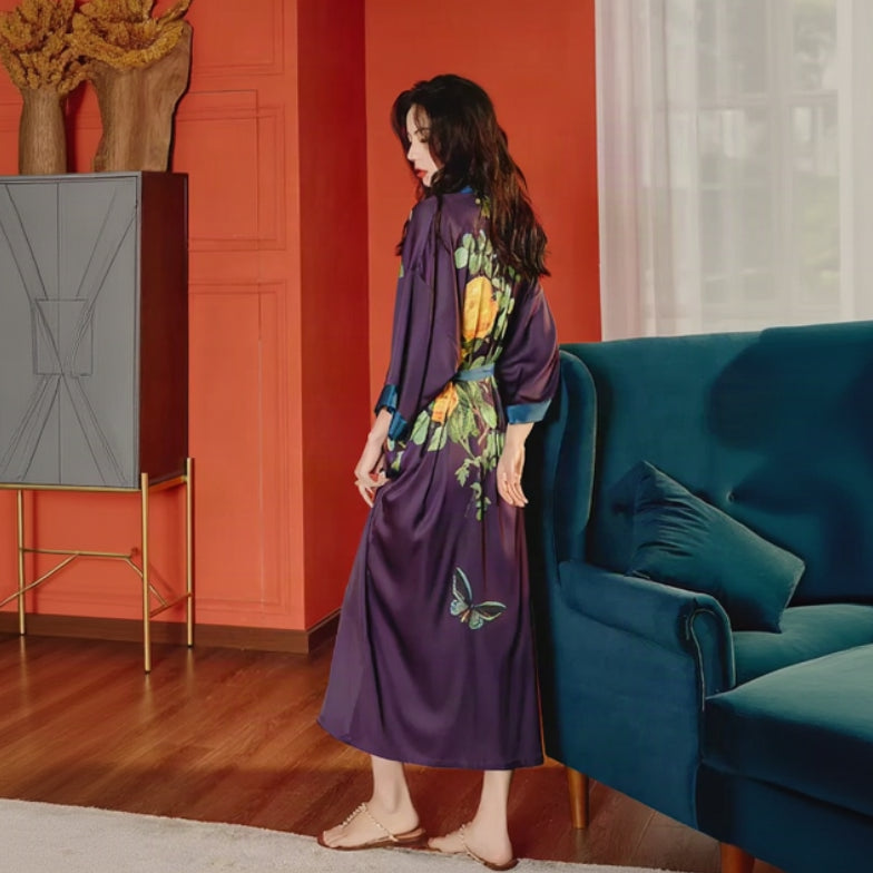 Peignoir Kimono Femme Violet Dos