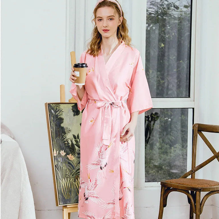 Peignoir Kimono Rose Grues