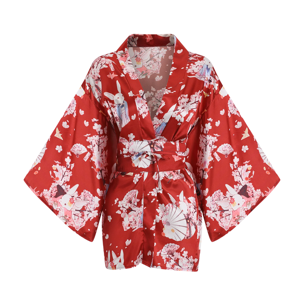 Peignoir Kimono Rouge Sakura femme