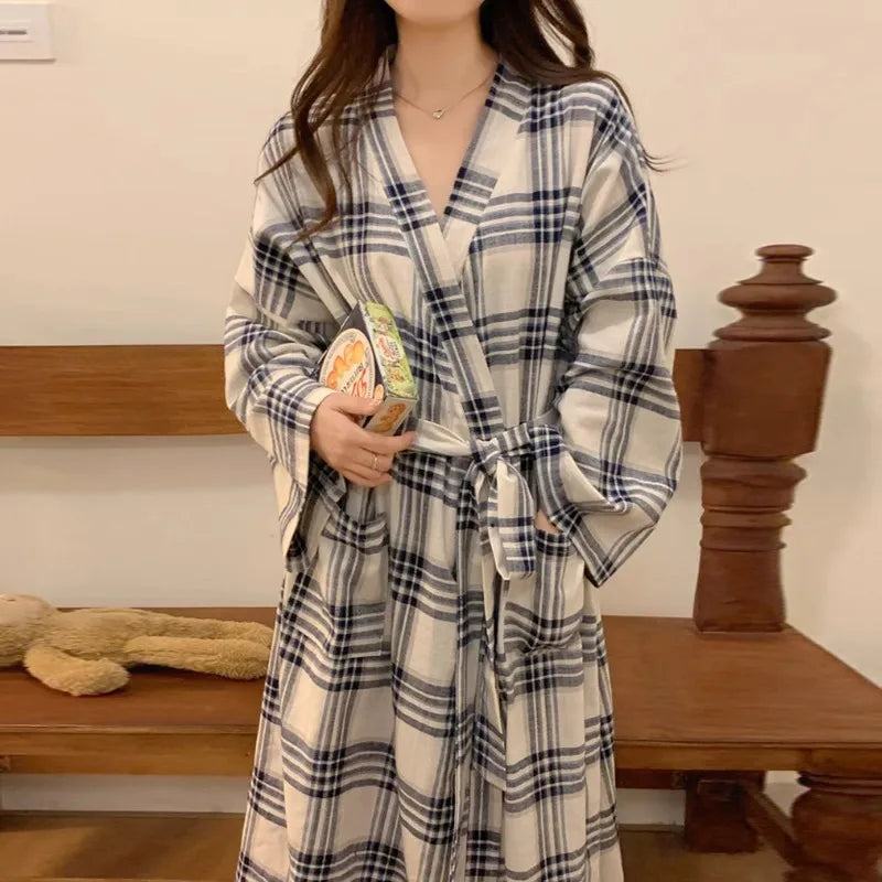 Peignoir Kimono de Nuit Carreaux Stylé
