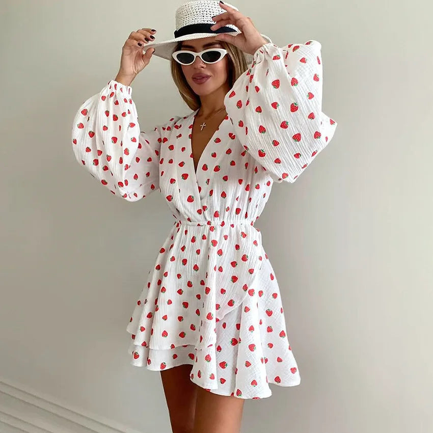Petite Robe Kimono en Coton Fraise