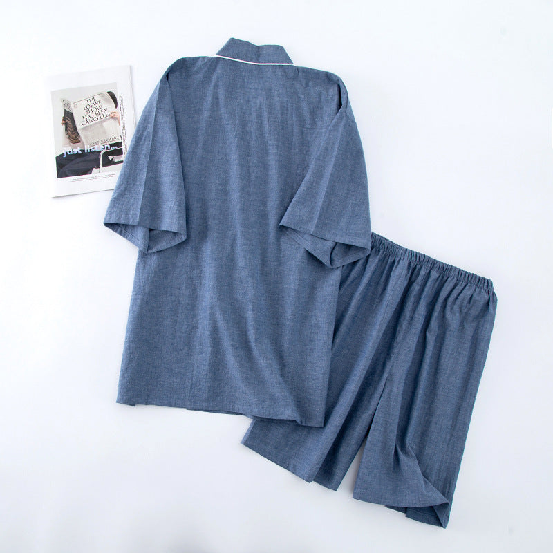 Pyjama Kimono Bleu Confortable en Coton Léger