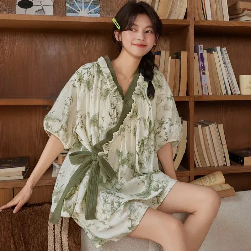 Pyjama Kimono Femme d’Été Vert