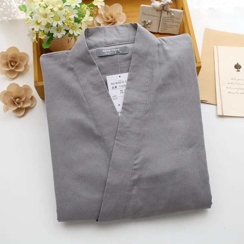 Pyjama Kimono Gris Homme Léger Doux