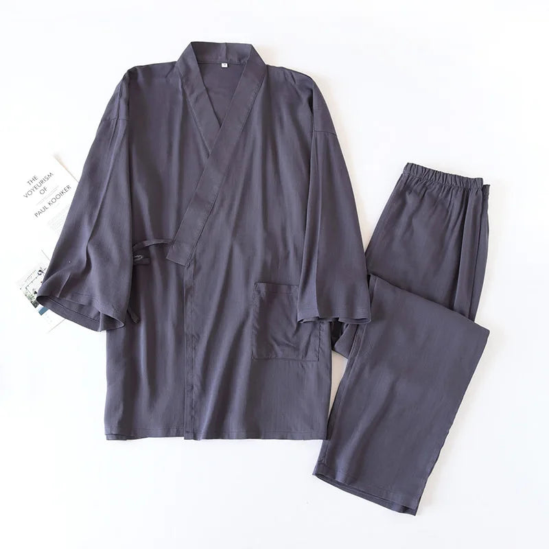 Pyjama Kimono Homme Gris Léger Design