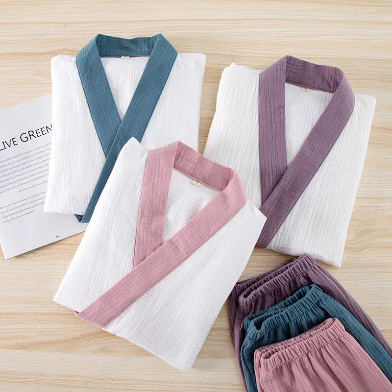 Pyjama Kimono en Coton Short Épuré de qualité