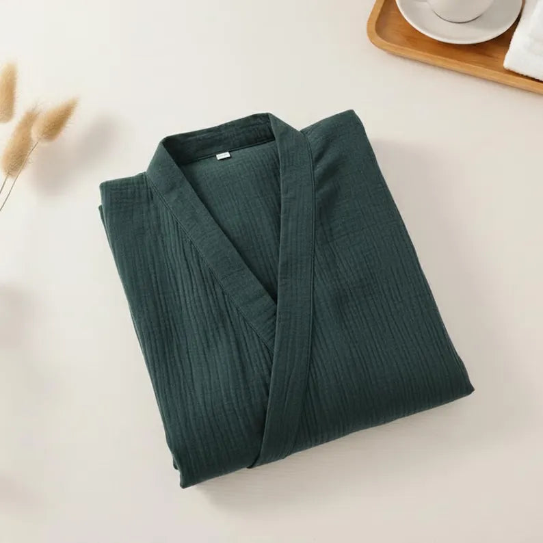 Robe Kimono Estival en Coton Vert Tissu