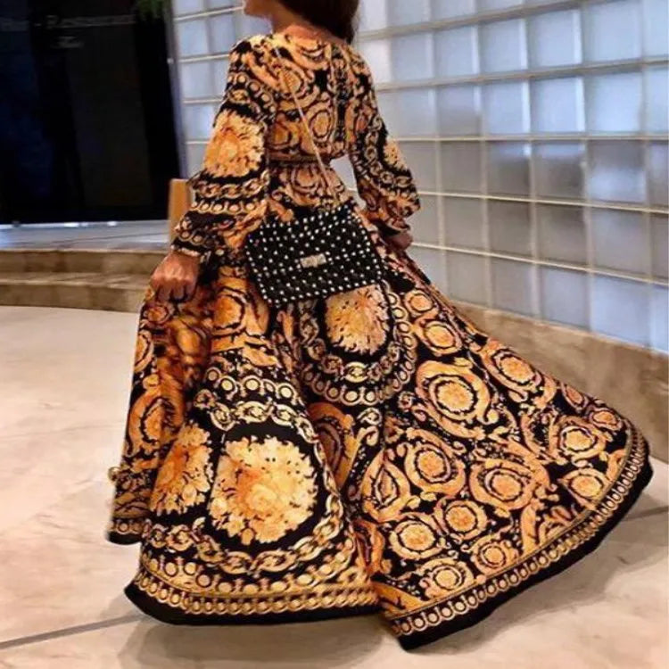 Robe Kimono Imprimée Chic Long