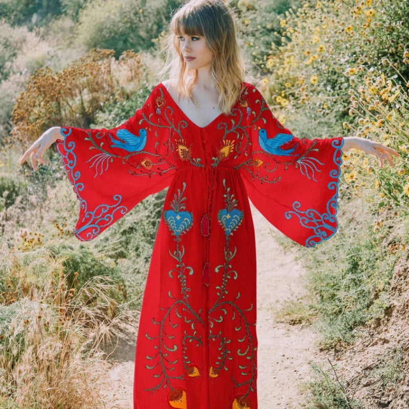 Robe Kimono Légère Brodée chic