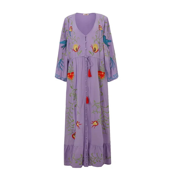 Robe Kimono Légère Brodée coton