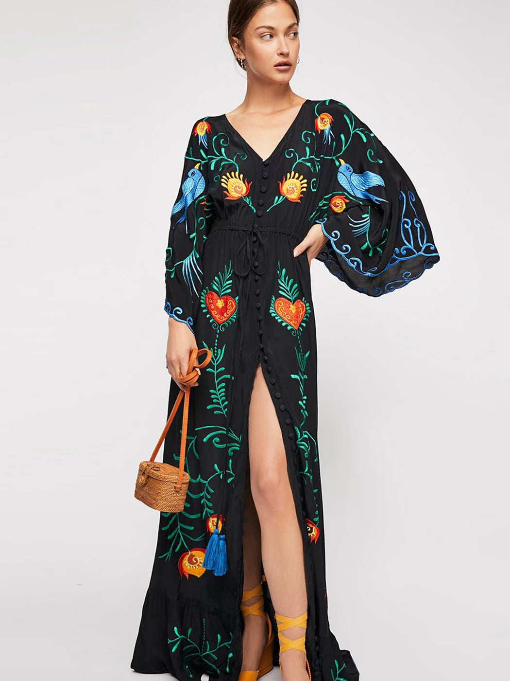 Robe Kimono Légère Brodée tendance