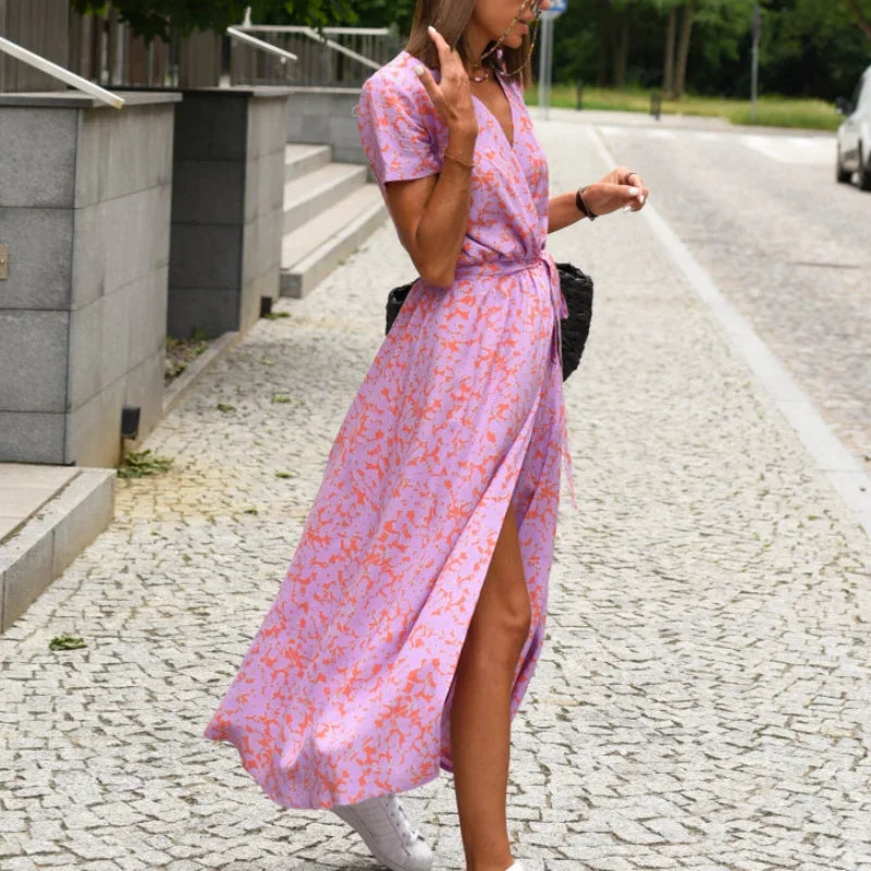 Robe Kimono Légère Fleurie Rose tendance