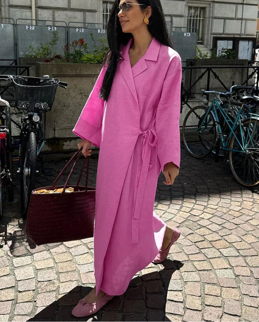 Robe Kimono Longue Rose chic
