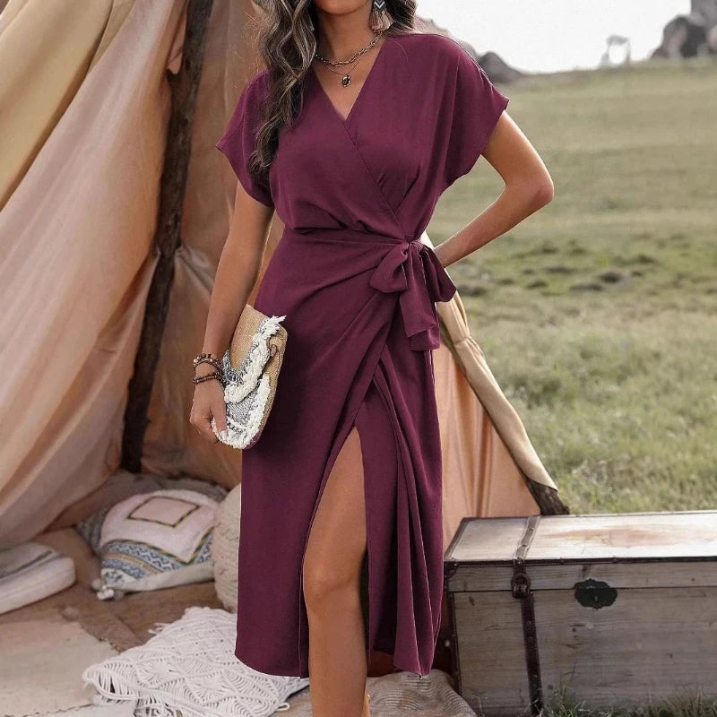 Robe Kimono Midi à Lacets