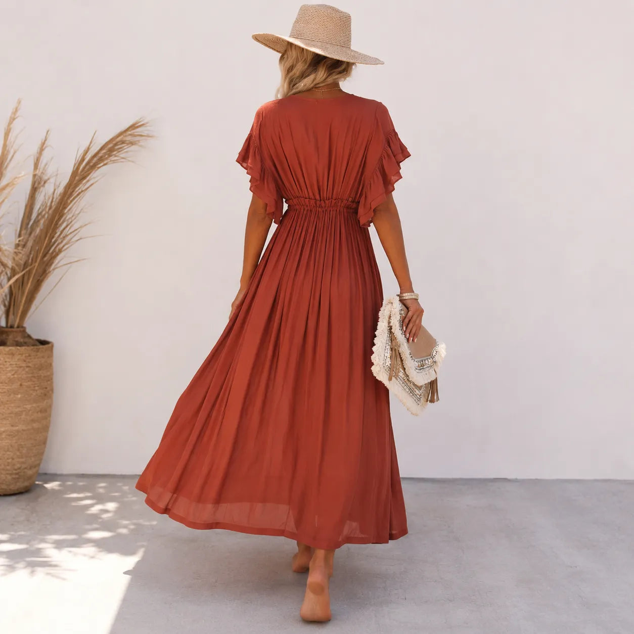 Robe Kimono Rouille Stylée Dos