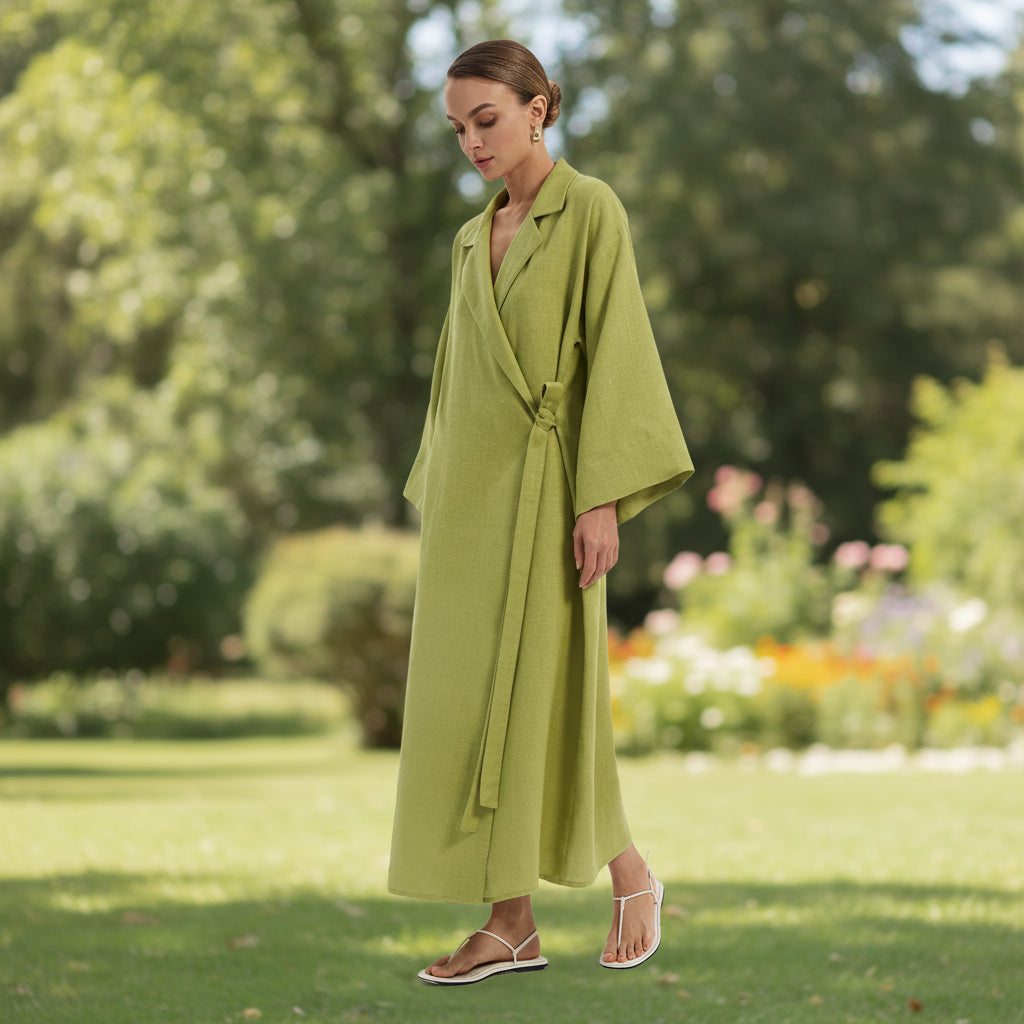 Robe Kimono Vert Maxi