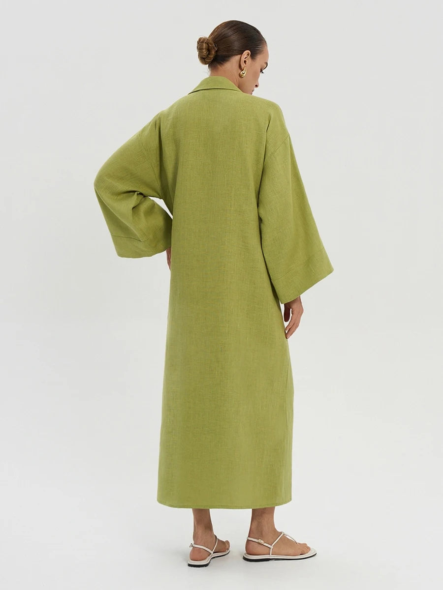 Robe Kimono Vert Maxi légère