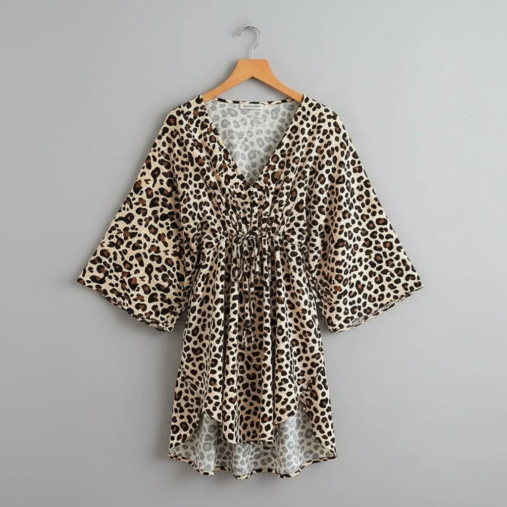 Robe Kimono de Plage Léopard fluide