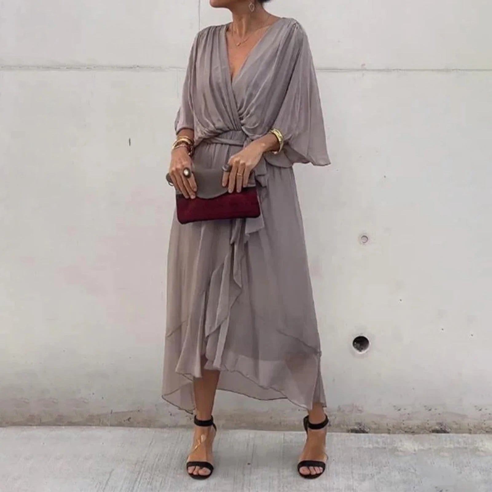 Robe Kimono Élégante à Volants