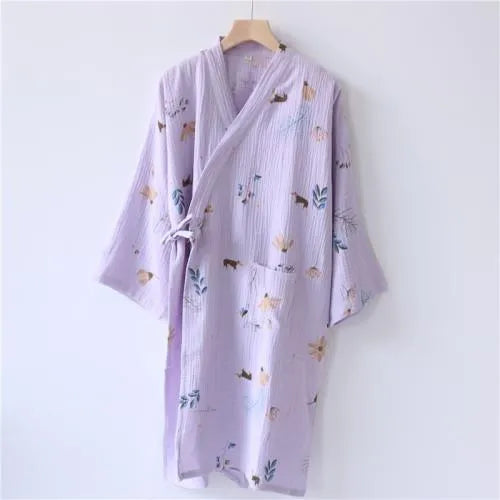 Robe Pyjama Kimono Coton Crêpe Léger