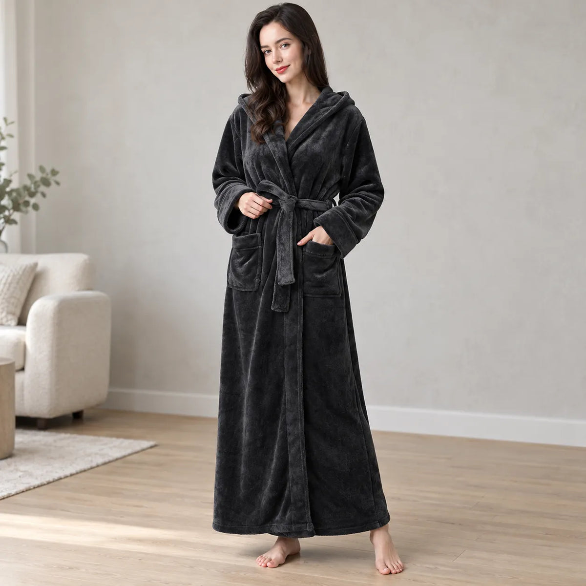 Robe de Chambre Noire Femme Design