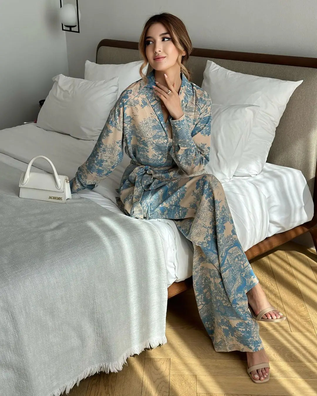 Ensemble Kimono Imprimé Bleu Stylé