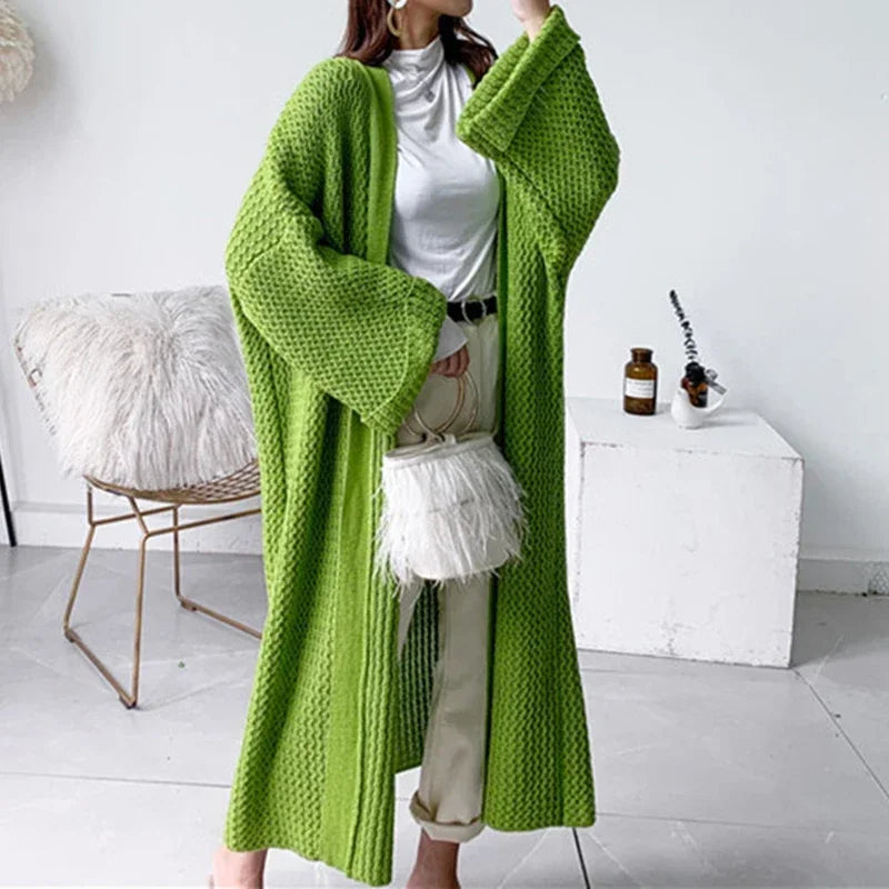 Manteau Kimono Maxi Tricot Vert