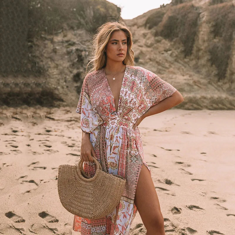 Robe Kimono Rose Sexy long