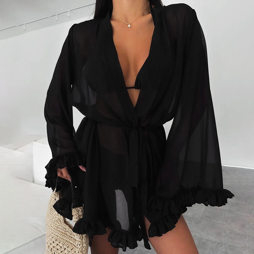 Peignoir Kimono de Nuit à Froufrous Original