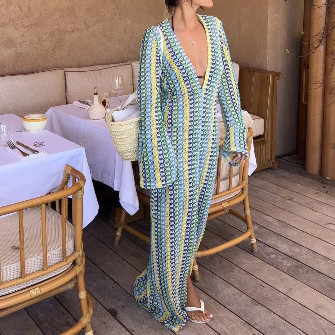 Robe Kimono Colorée Tricot doux