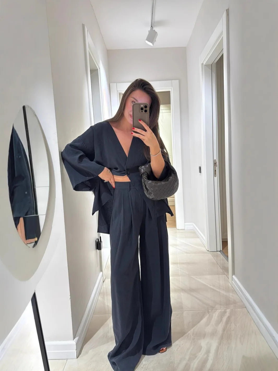 Ensemble Kimono en Coton Bleu Nuit