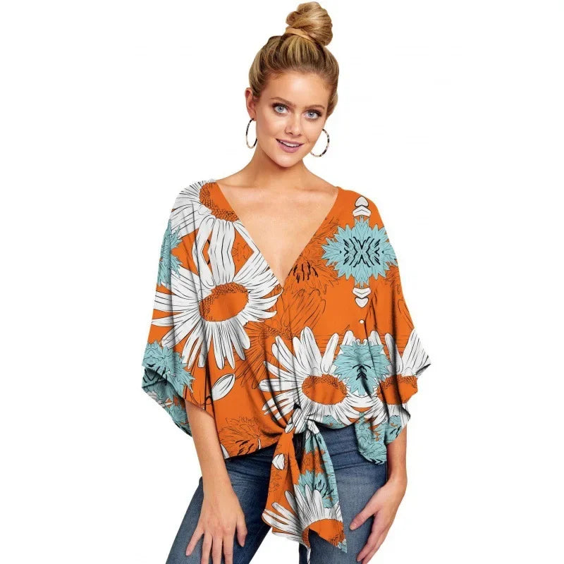 Kimono Manche Courte Femme Fleuri Cool