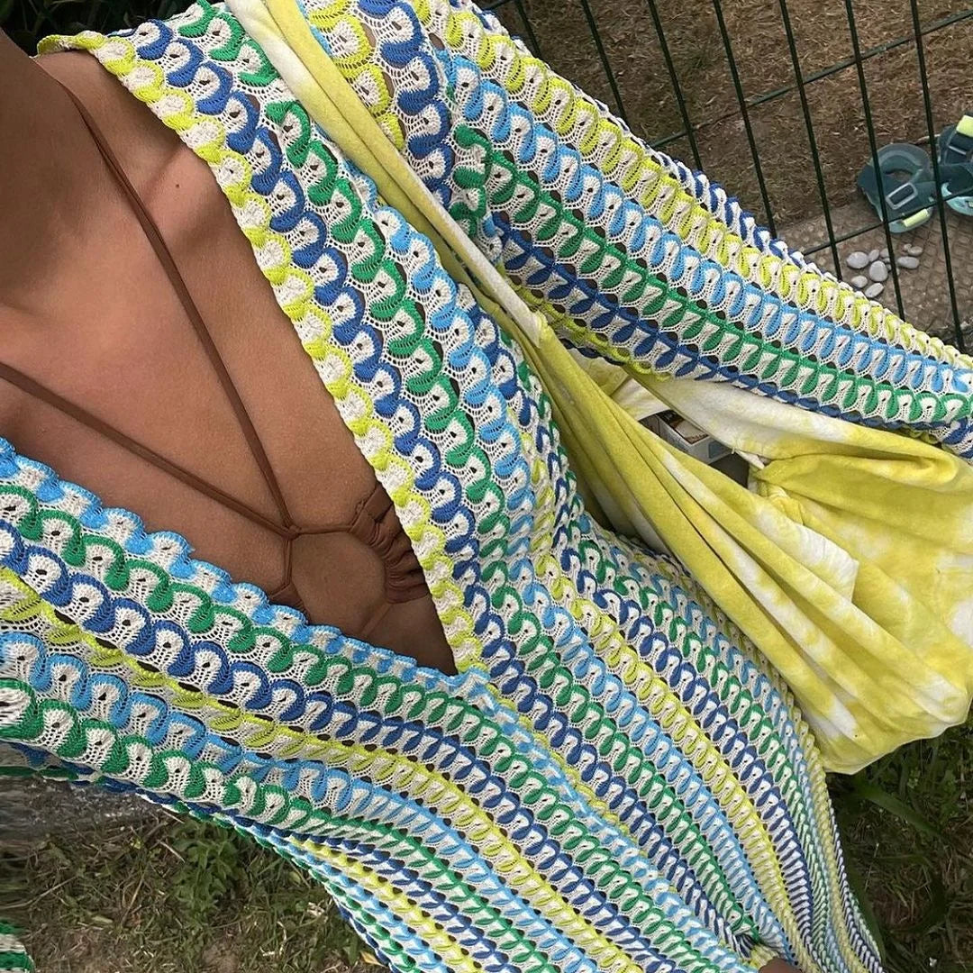 Robe Kimono Colorée Tricot tendance