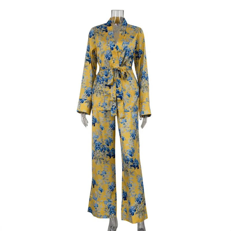 Pyjama Kimono Jaune Sexy long