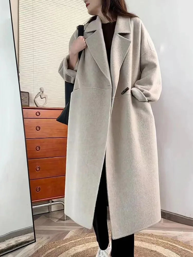 Manteau Mi-Long Style Kimono Beige