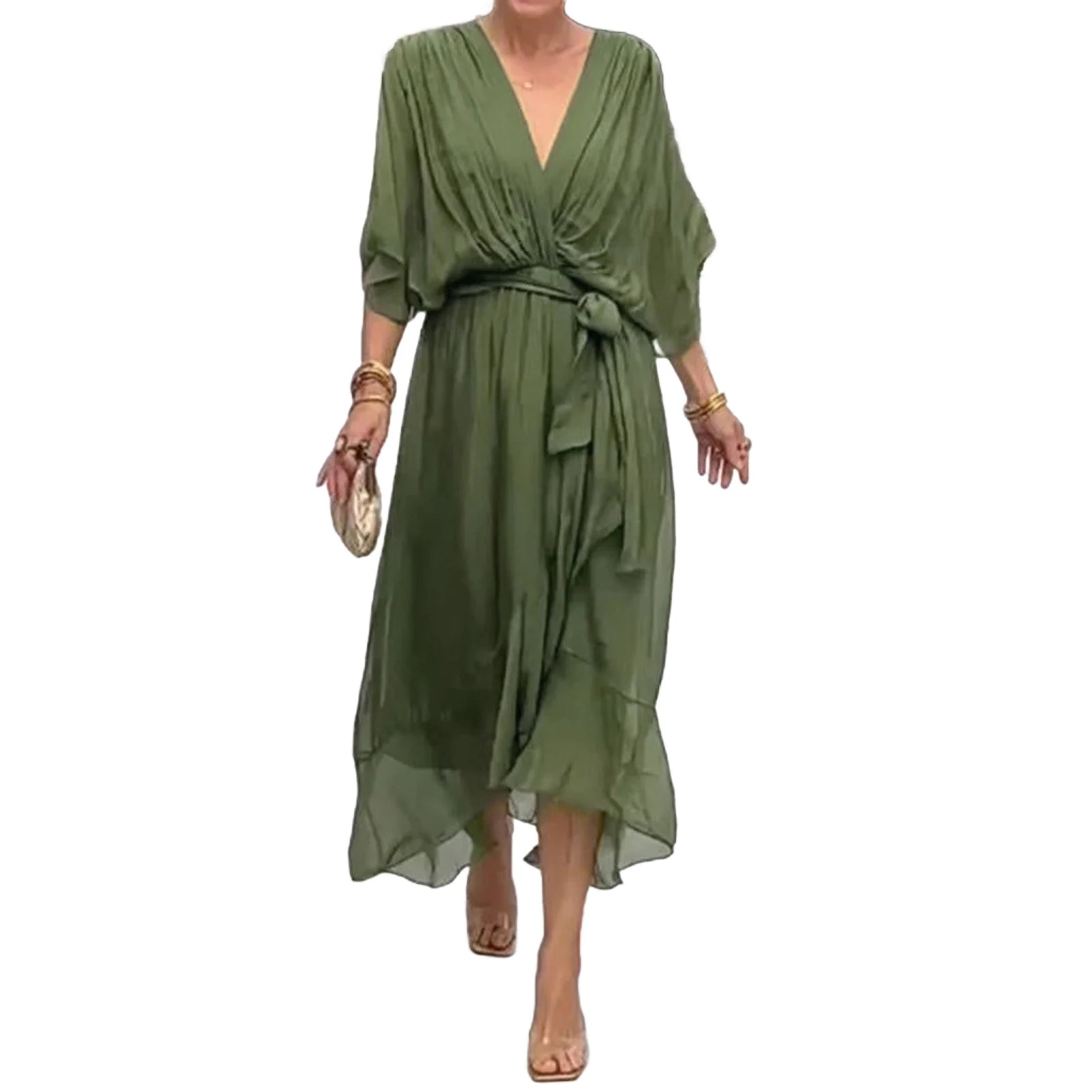 Robe Kimono Élégante à Volants longue