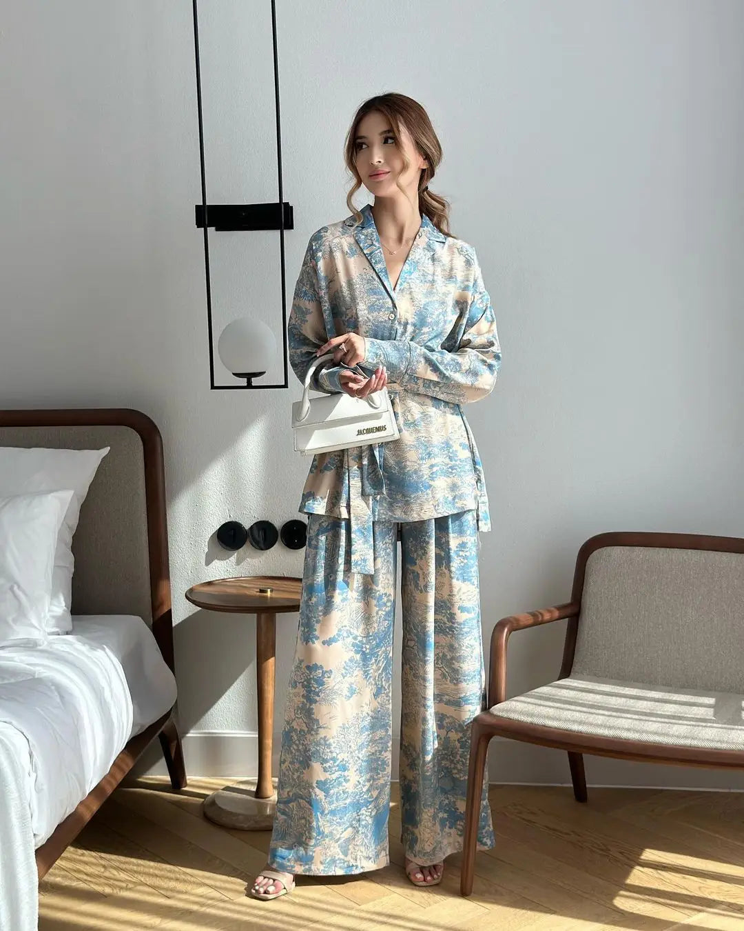 Ensemble Kimono Imprimé Bleu Léger