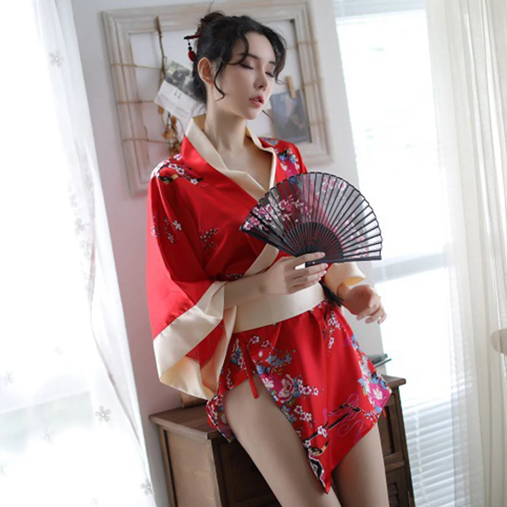 Veste Kimono Soyeuse Rouge