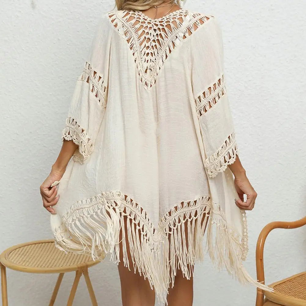 Kimono Bohème Beige Minimaliste tendance