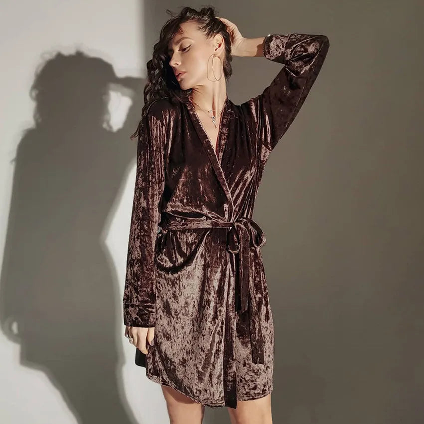 Kimono Satin Polaire Marron