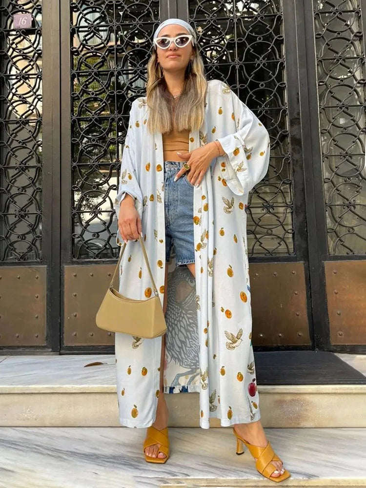 Kimono de Plage Imprimé Bleu léger